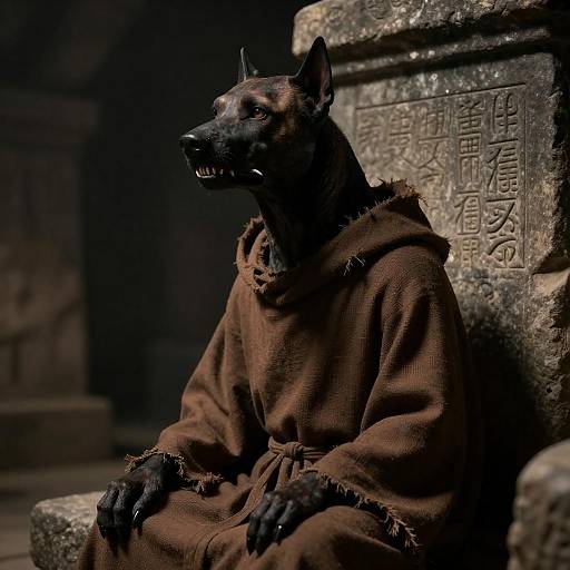 Eerie Humanoid Creature in Tomb