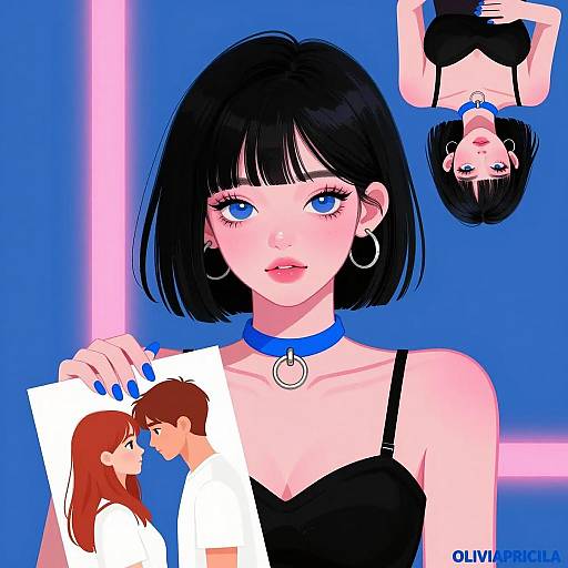 Stylish Young Woman with Neon Accents