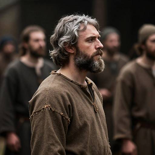 Profile of a Bearded Man in Rustic Setting