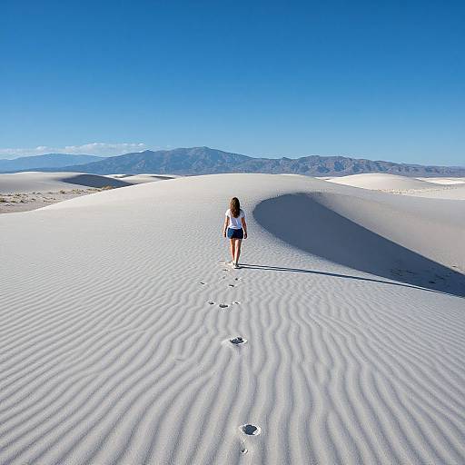 Woman Walking Along Dune Ridge