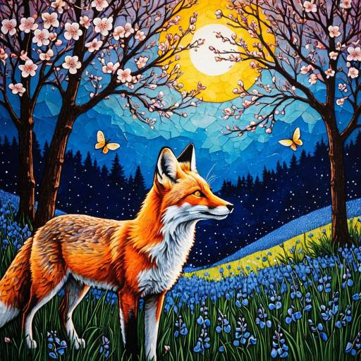 Graceful Fox in Enchanting Night Landscape