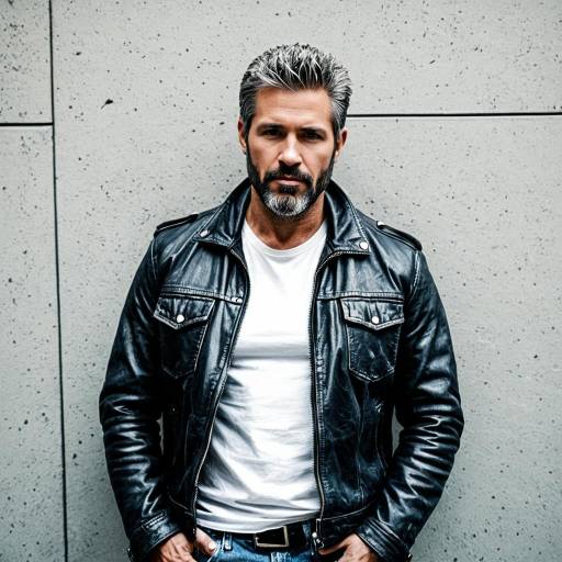 Rugged Man in Leather Jacket