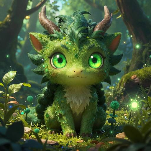 Mythical Forest Creature with Vivid Eyes