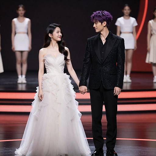 Couple on Stage with Colorful Lights