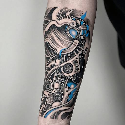 Abstract Mechanical Wave Tattoo Sleeve
