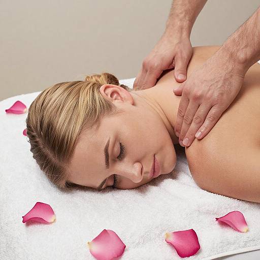 Blonde Woman Receiving Shoulder Massage