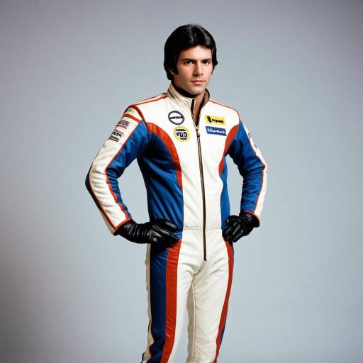 Vintage 1970s Race Driver in White Racing Suit