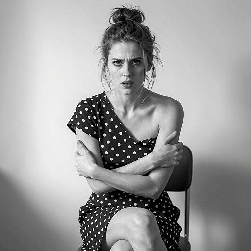Moody Portrait of a Woman in Polka Dots