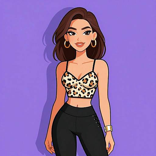 Chic Woman in Leopard Print Outfit