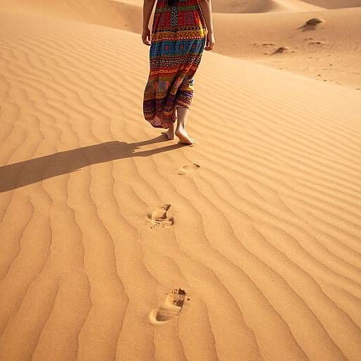 Solitary Figure in Golden Desert