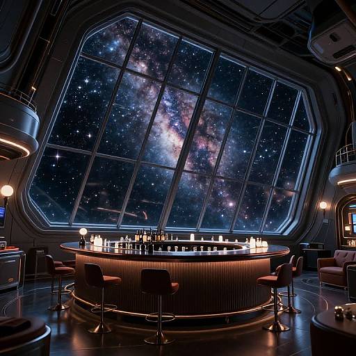 Futuristic Space Station Bar View