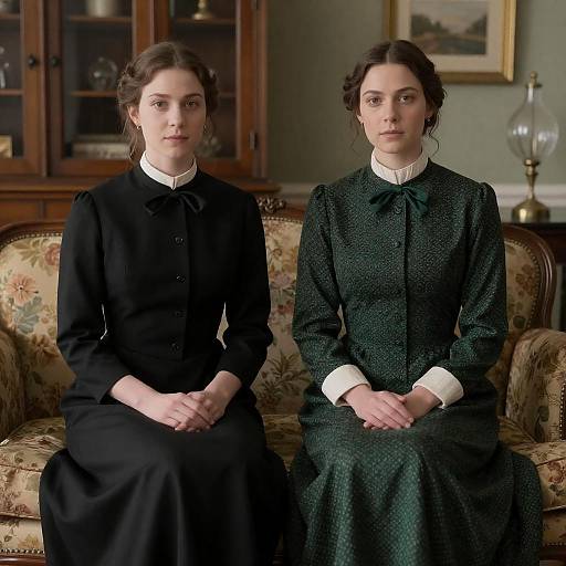 Victorian Elegance: Two Women in Dresses