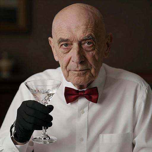 Intense Elderly Man with Martini Glass
