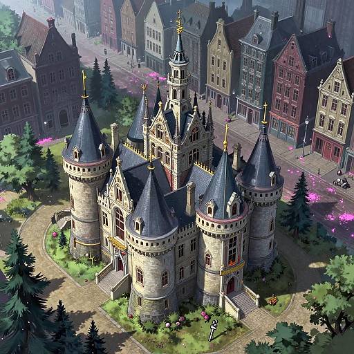 Hyperrealistic Eastern Asymmetrical Castle