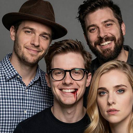 Close-up of Four Diverse Adults with Mixed Emotions