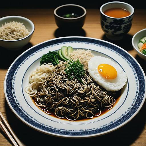 Soba and Udon Noodles with Fried Egg