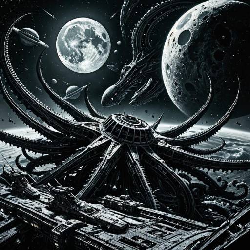 Sci-Fi Space Battle with Tentacle-Covered Battlecruisers Sci-Fi Space Battle with Tentacle-Covered Battlecruisers