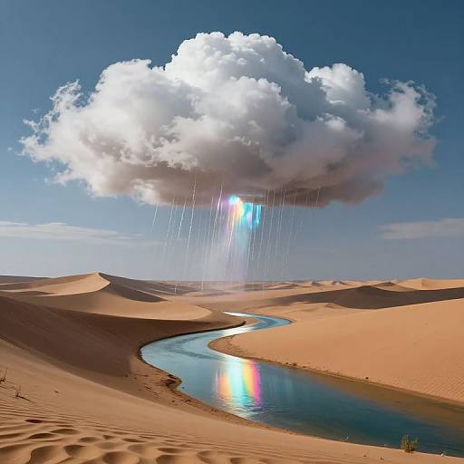 Sentient Raincloud Over Desert Mirrors