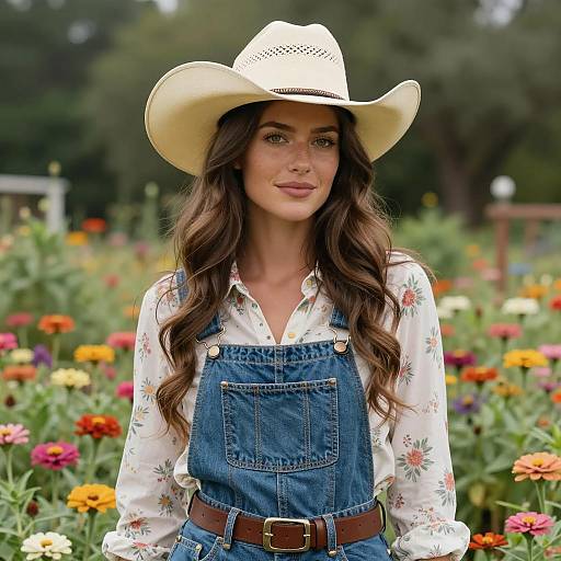 Boho-Chic Woman in Colorful Garden