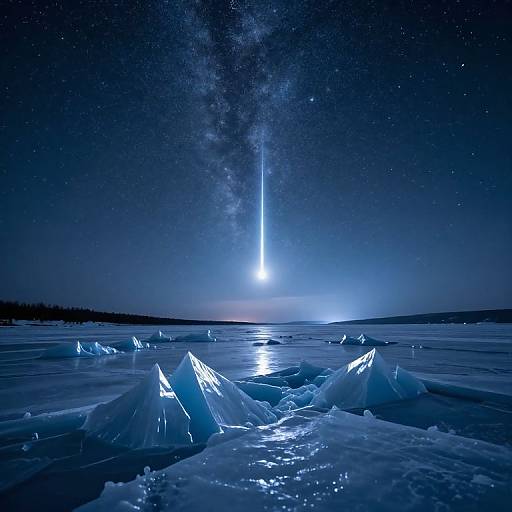 Starry Night Over Icy Landscape