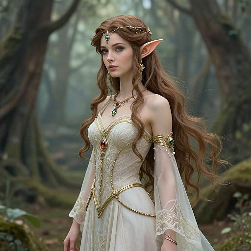 Elegant Elf in Mystical Forest