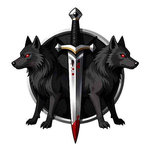 Medieval Vampire Crest with Wolves