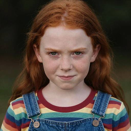 Intense Portrait of a Freckled Girl