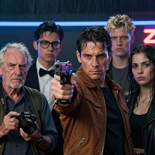 Intense Action Scene in the Rain