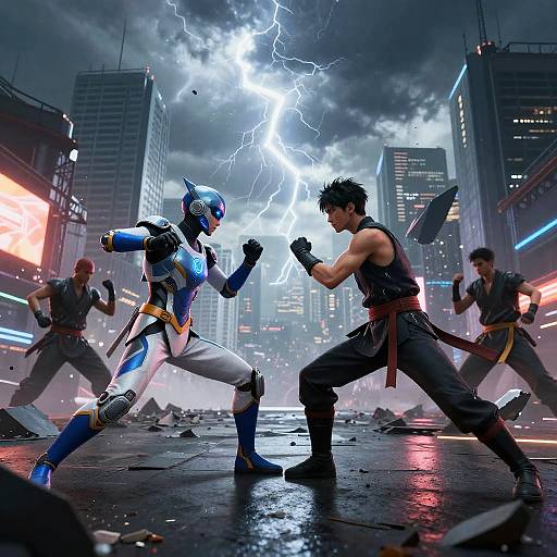 Zenless Futuristic Battle in Urban Ruins