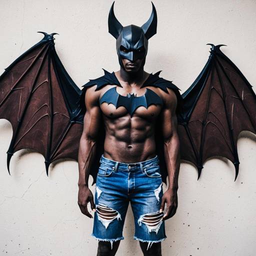 ManBat Cosplay with Ripped Denim Shorts