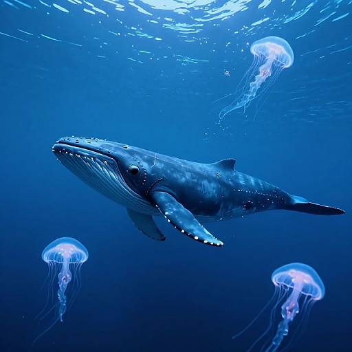 Whale-Shaped Submarine in Glowing Ocean