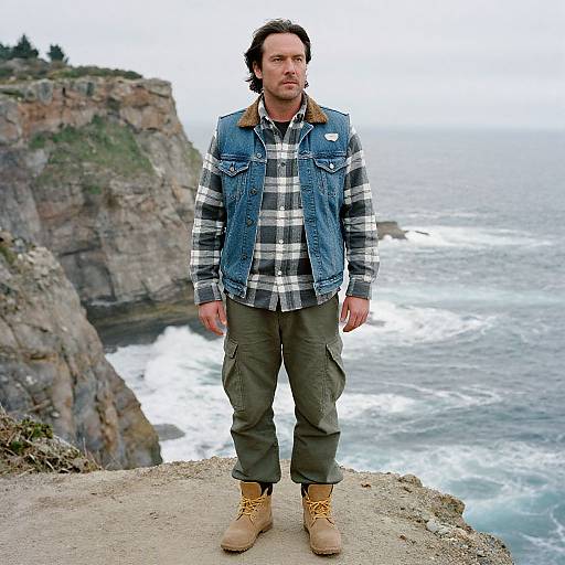 Contemplative Man on Coastal Cliff