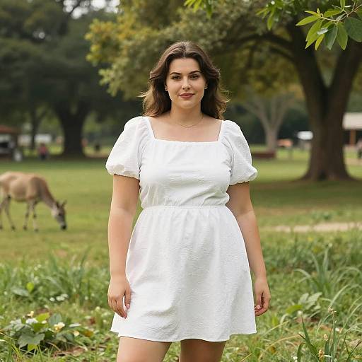 Lanky Woman in White Mini Dress