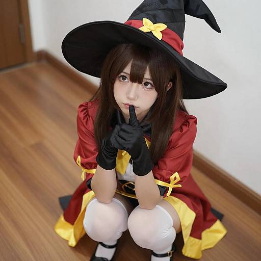 Anime-Style Witch in Playful Pose