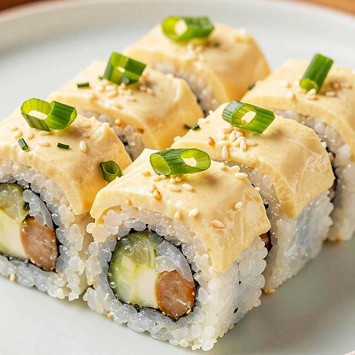 Colorful Sushi Roll with Tofu Spiral
