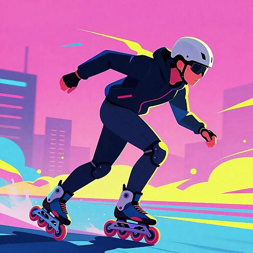 Cyberpunk Rollerblader in Neon Lights