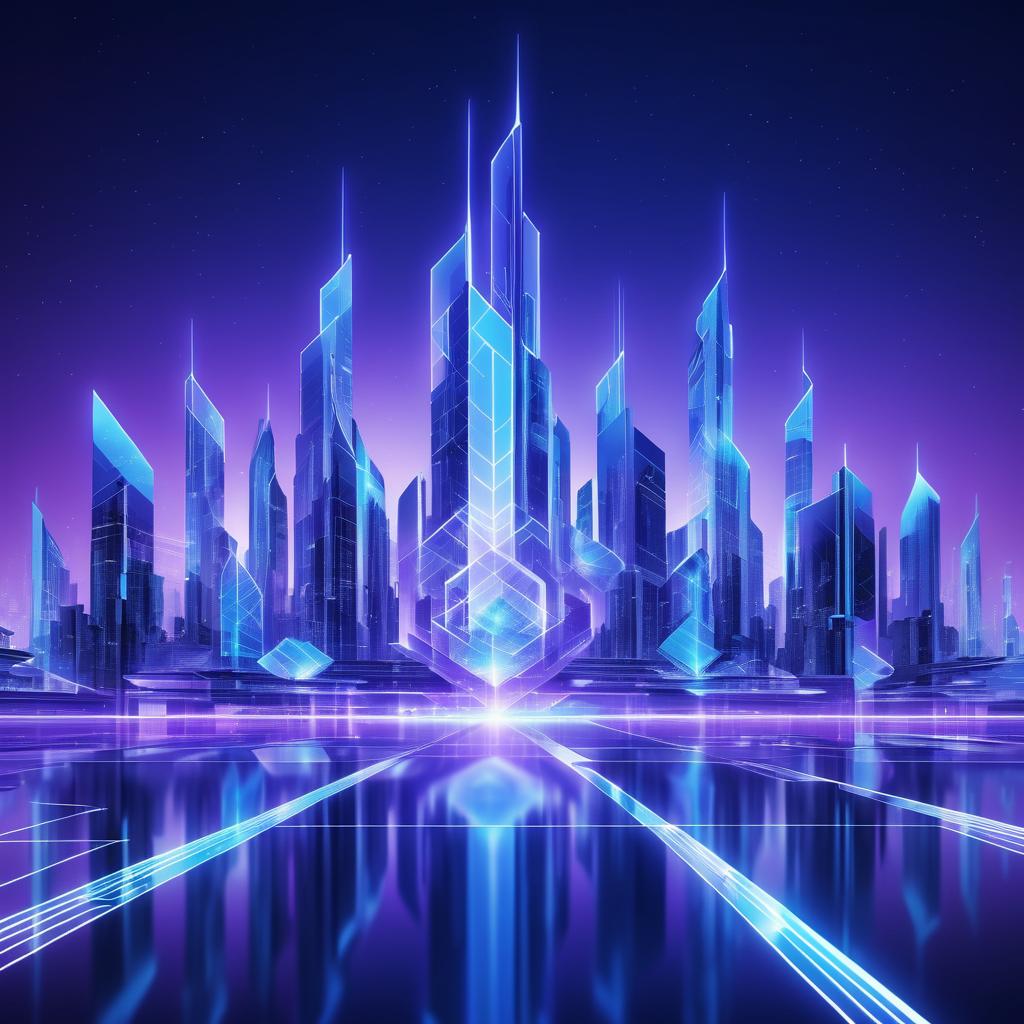 Futuristic Cityscape with Glowing Elements