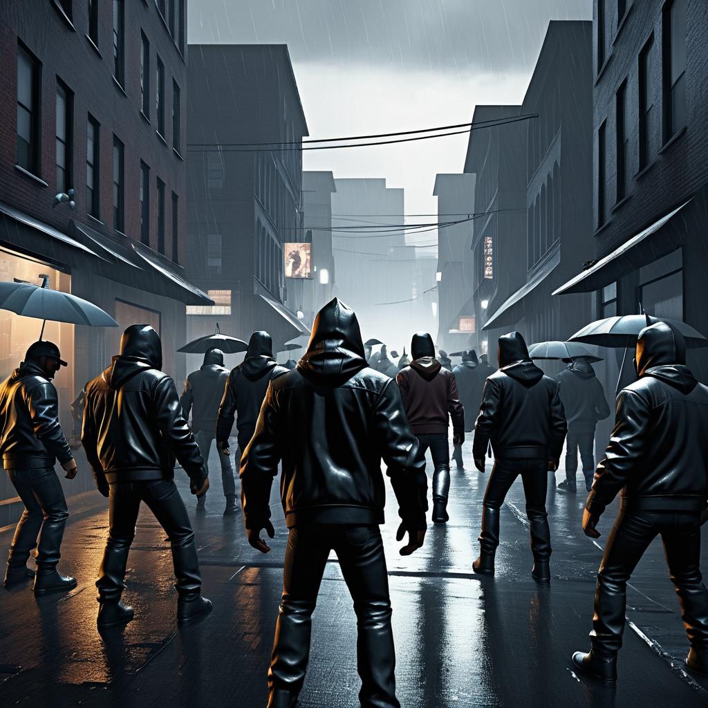 Vigilante Showdown on Rainy Streets