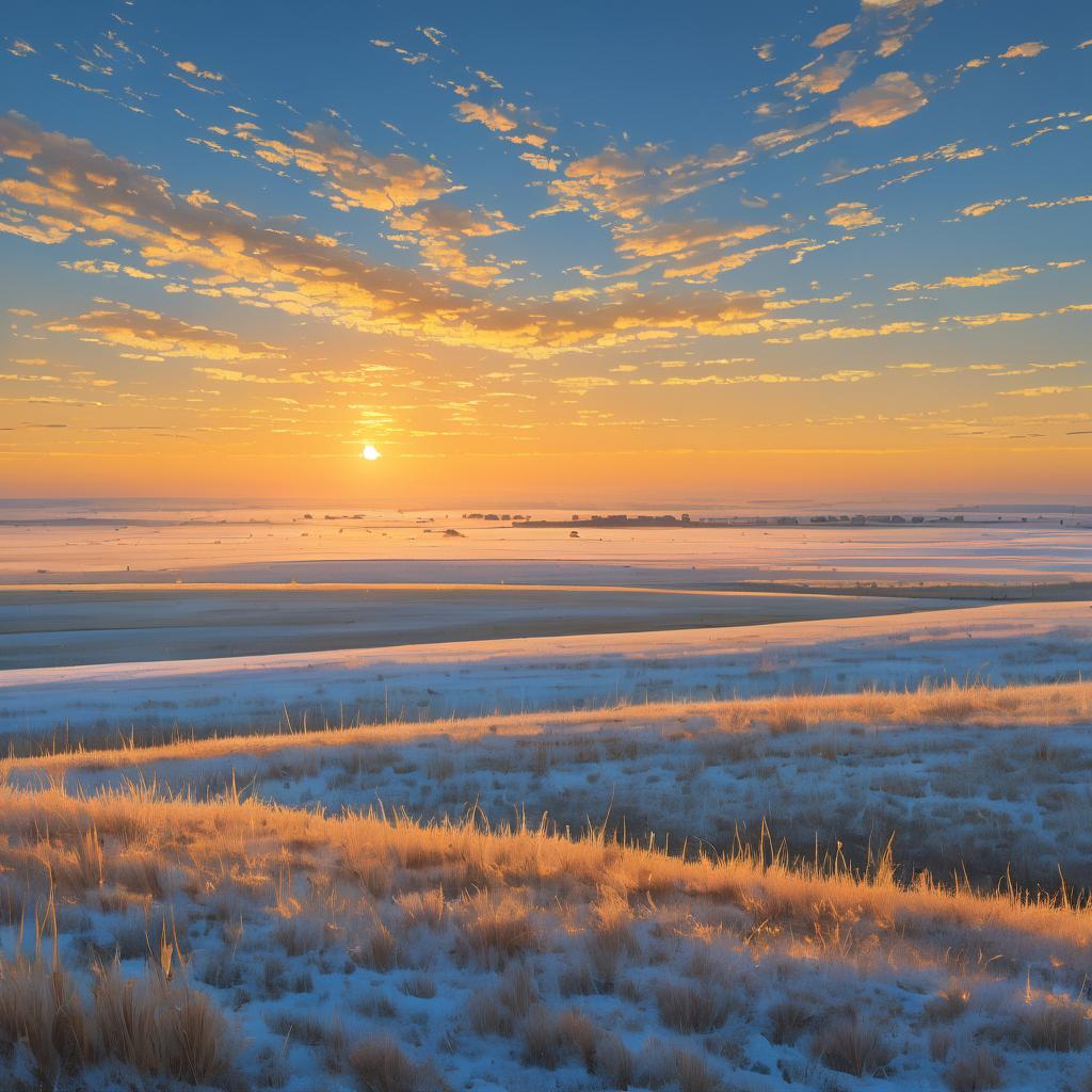 Vast Frosted Moor at Golden Hour