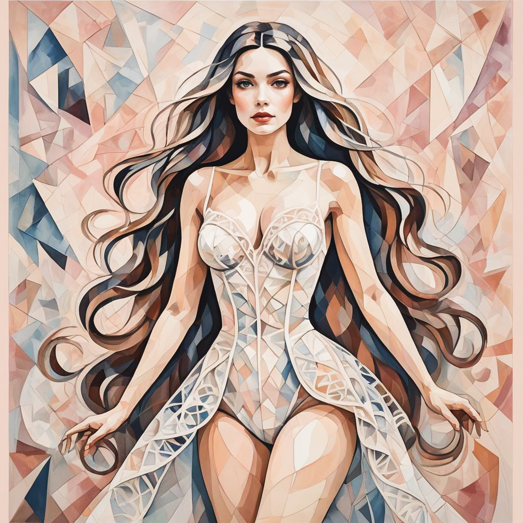 Cubist Newlywed in Lingerie Art