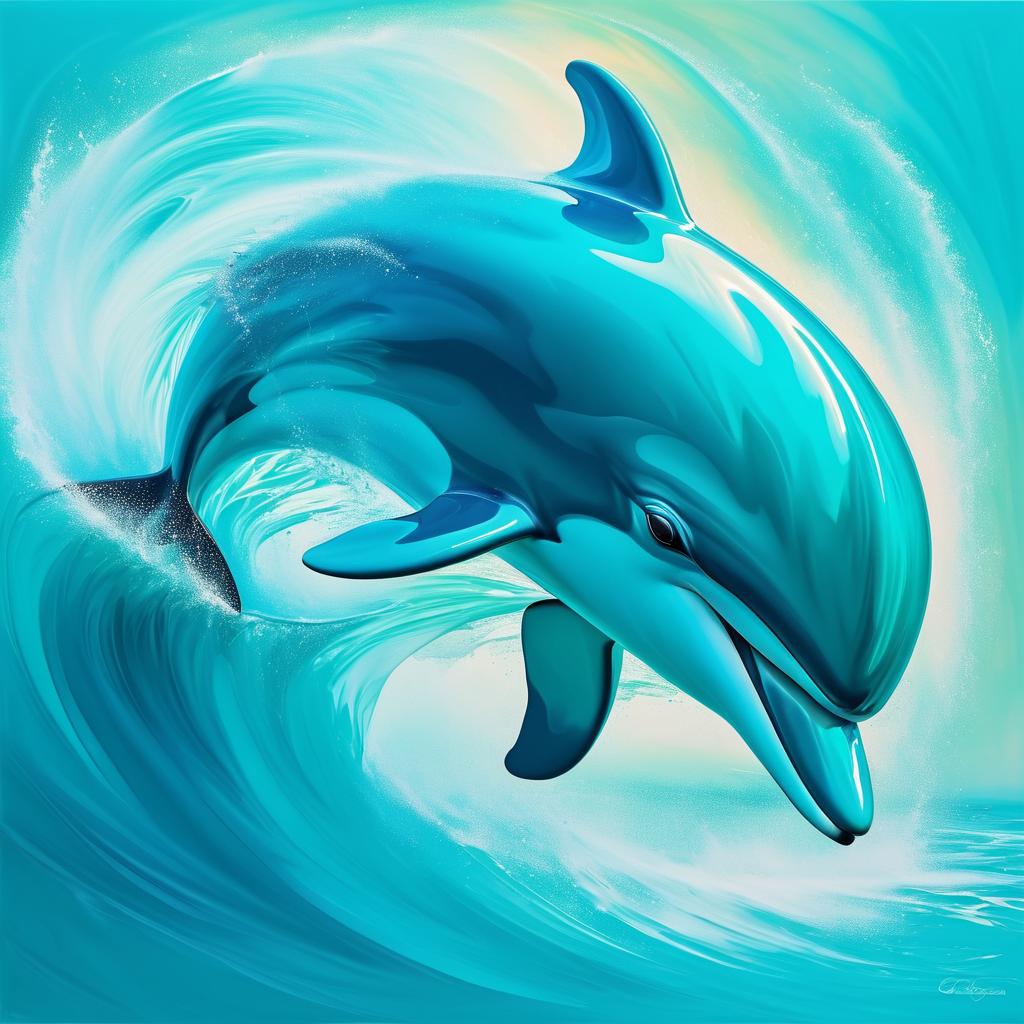 Majestic Dolphin in Turquoise Whirlwind