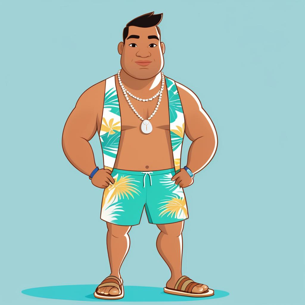 Stylish Pacific Islander Cartoon Character