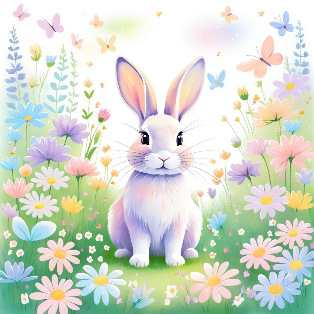 Whimsical Rabbit in a Floral Wonderland