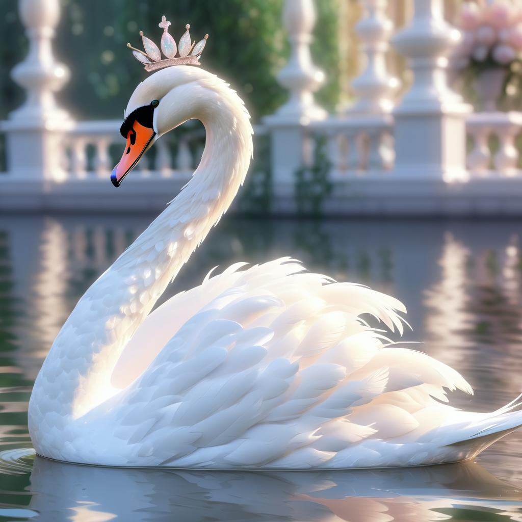 Elegant Swan with Delicate Tiara