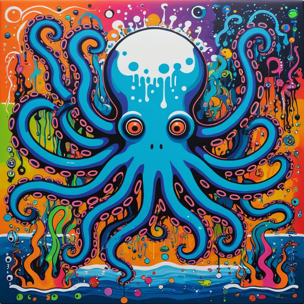 Vibrant Octopus Art in Underwater Studio