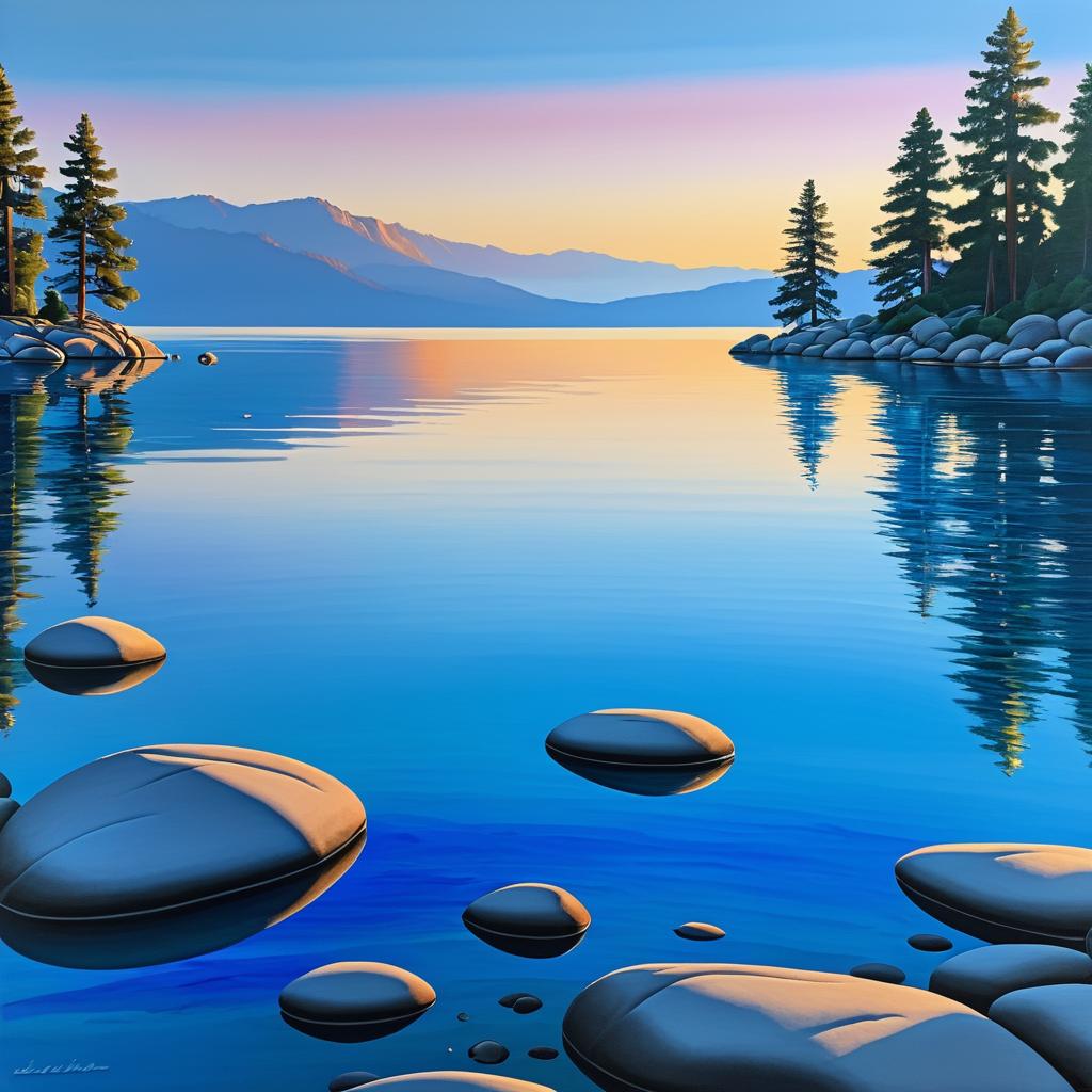 Serene Lake Tahoe Sunset Artwork