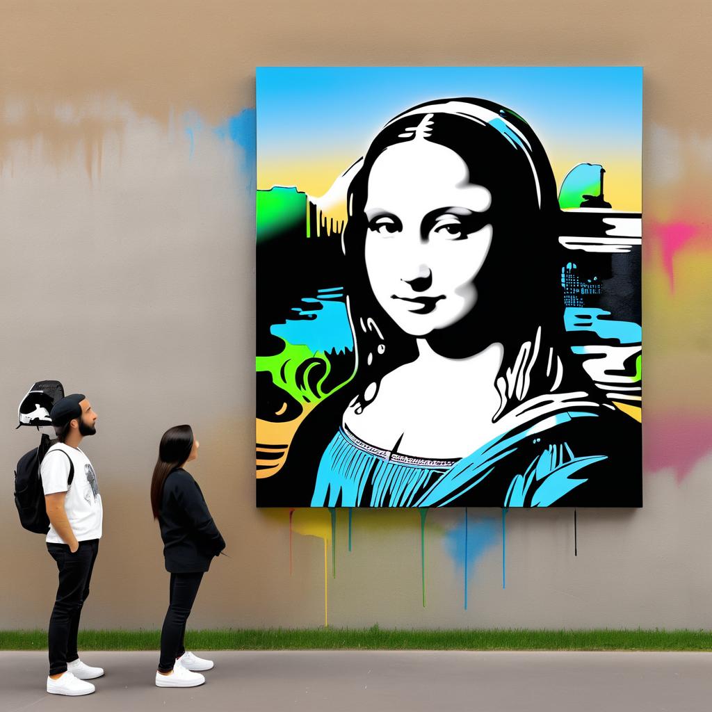 Mona Lisa Reimagined in Banksy's Style