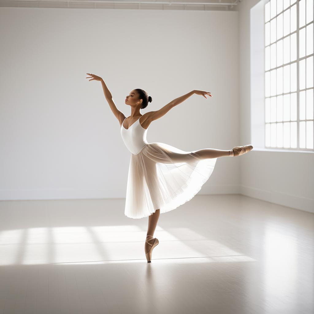 Elegant Ballerina in Minimalist Studio