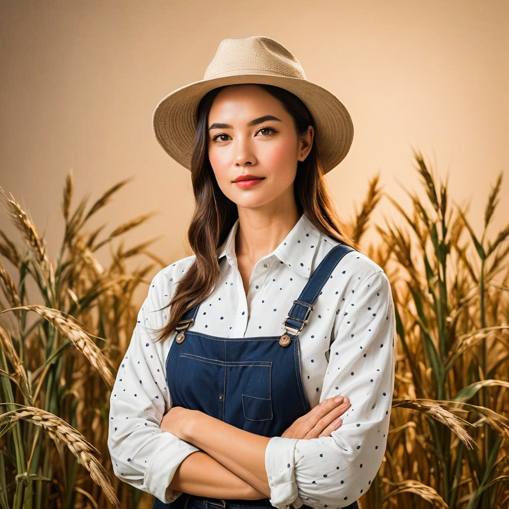 Modern Female Agriculturalist in Studio