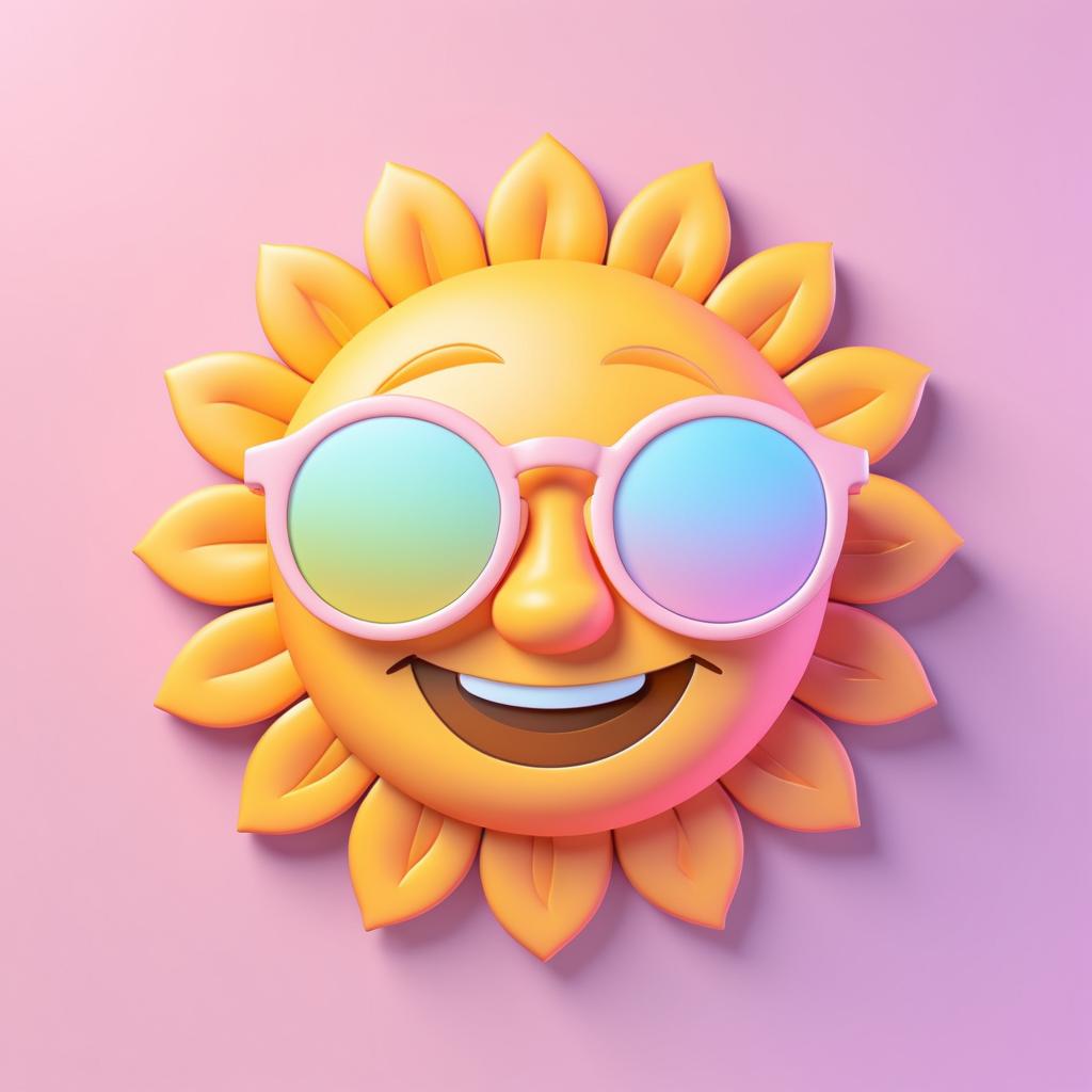 Cheerful Isometric Sun Emoji Design